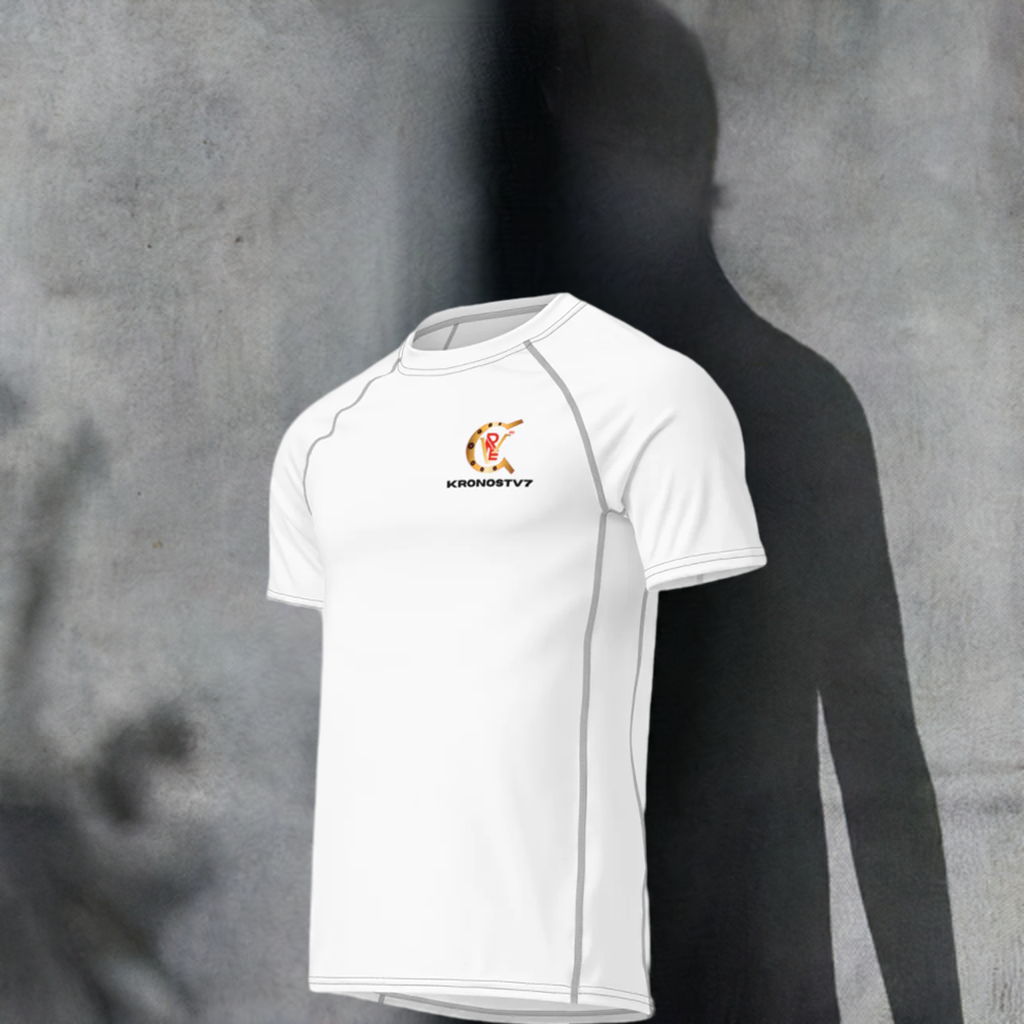 KronosTV7 Brand All-Over Print Men's Recycled Short Sleeve Rash Guard