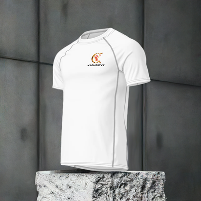 KronosTV7 Brand All-Over Print Men's Recycled Short Sleeve Rash Guard