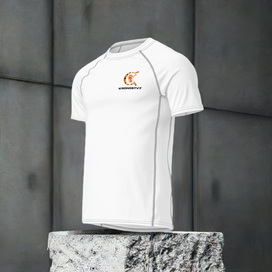 KronosTV7 Brand All-Over Print Men's Recycled Short Sleeve Rash Guard